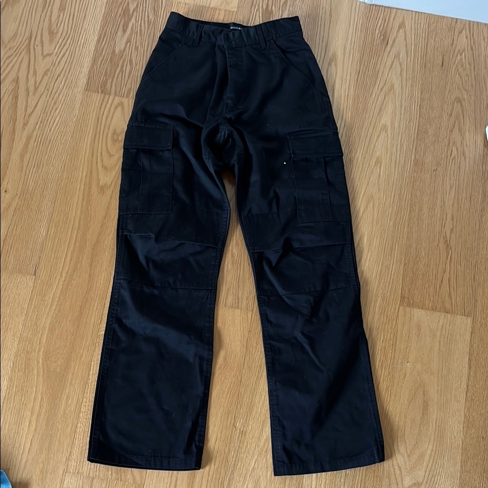 Black Cargo Pants with Elastic Waistband